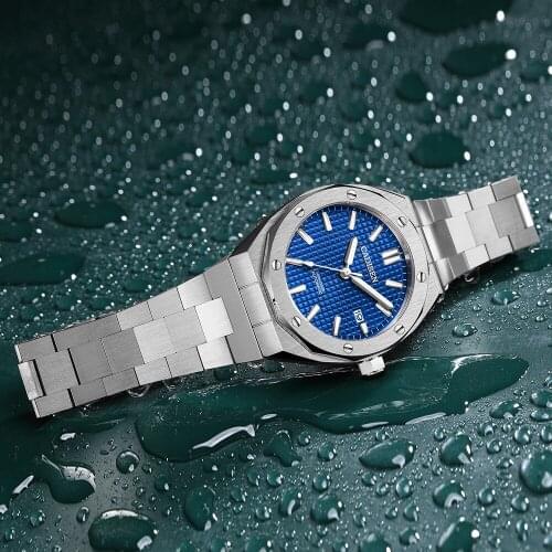 2021 New CADISEN OAK Mens Watches Business Mechancia wristwatch Top Brand Luxury Automatic watch for men Steel Diver Clock man