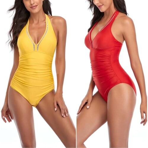 New Plus Size Women Soild Print Push Up One-piece Bikinis 2021 Mujer Set Swimsuit Female Beachwear Sexy Swimwear For Girls