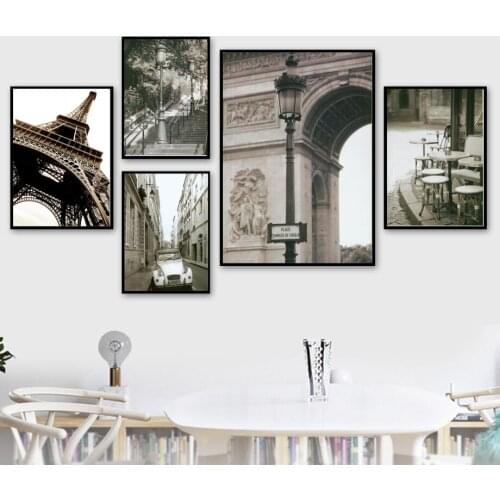 Paris Tower Street Landscape Wall Art Canvas Painting Nordic Posters And Prints Black White Wall Pictures For Living Room Decor