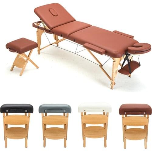 Portable Handy Folding Massage Salon Bench Stool with Handle - Spa Salon Facial Beauty Care Chair with PU Leather Seat Cushion