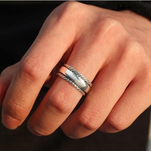 Simple Big Wide Metal Alloy Index Finger Rings for Men Women Vintage Silver Color Couple Ring Wedding Band Party Jewelry Gift