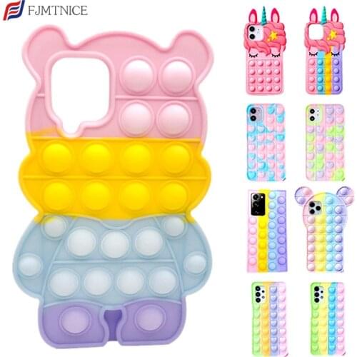 Relieve Stress Phone Case for Samsung Galaxy S21 S20 FE Ultra A12 A52 A72 A51 A71 A50 Note20ultra Pop Fidget Toys Silicone Cover