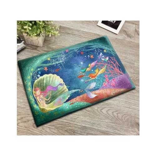 Lovely painting printed rug mat plush velvet carpet girl stlye doormat non slip bedroom mat household decor