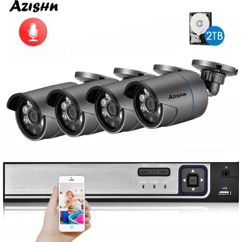 H.265 4CH 5MP POE CCTV Security System NVR Kit 5MP 2592X1944 FULL HD Audio IR Outdoor PoE IP Camera P2P Video Surveillance Set