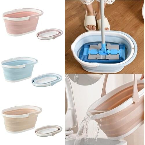 Foldable Mop Bucket Collapsible Portable Wash Basin Dishpan With Handle For Folding Mop Bucket