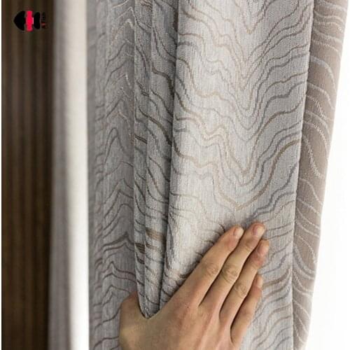 Modern Blackout Curtain for Living Room Heavy Chenille Jacquard Insulation Grey Blue French Window Treatment Drapes zh465D