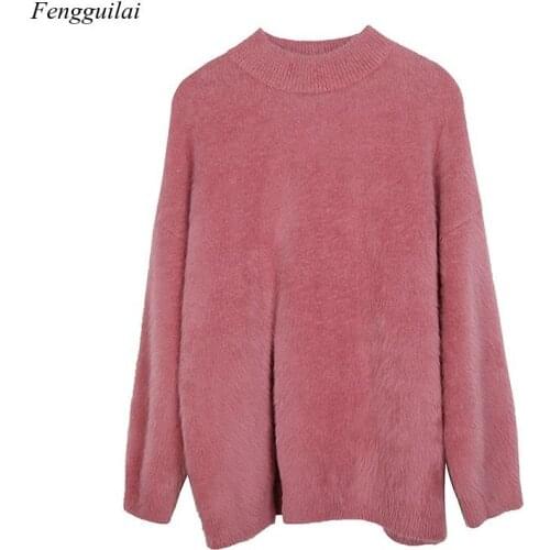 Loose Elegant Cashmere Autumn Sweaters Women Korean Soft Loose Solid Female Pullovers Basic Knitwear Jumper