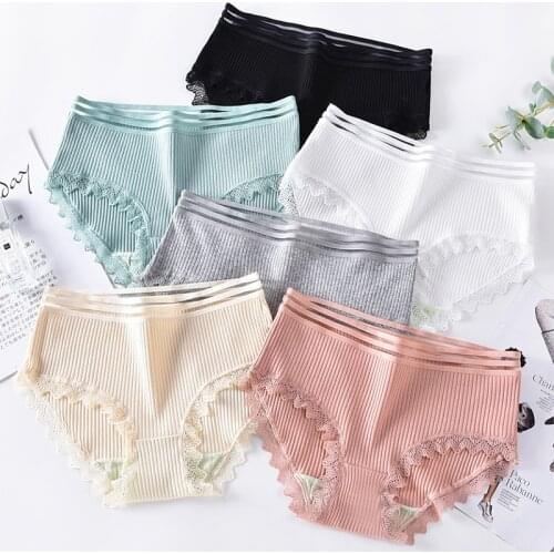 Cotton Panties Women Comfortable Underwears Sexy Middle-Waisted Underpants Female Lingerie Big Size Ladies Briefs