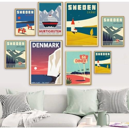 World Famous Travel Location Art Poster Sweden Denmark Denmark Mural Canvas Painting Modern Home Decor Living Room Mural