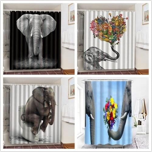 High Quality Polyester Shower Curtains Elephant Animals Printing Waterproof Fabric Curtains For Bath Bathtub Living Room Screen