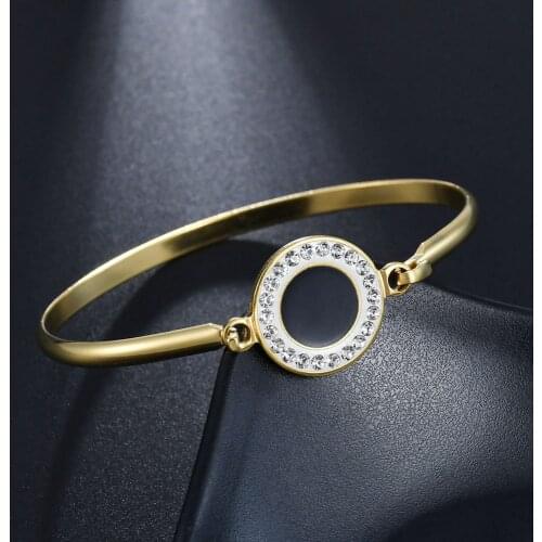 CZ Crystal Stainless Steel Bracelets & Bangles Love Charms Bangle for Women Men Gold Wedding Jewelry Engagement Gifts