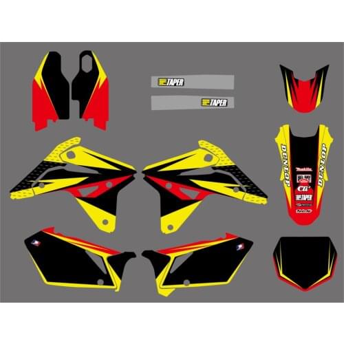 0595 Yellow Black Motorcycle Team Graphic Background Full Decal Sticker Kit For Suzuki RMZ450 RMZ 450 RM-Z450 RM-Z 450 2007