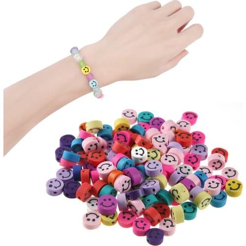 100pcs/Lot 10mm Mixed Colors Smile Face Clay Spacer Beads Polymer Clay Beads For Jewelry Making DIY Handmade Accessories