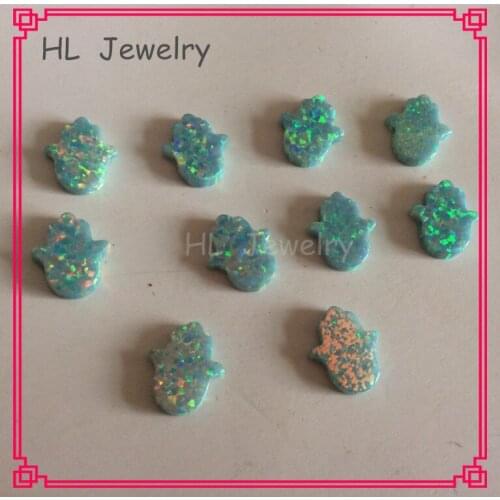 100PCS/Lot Whole Sale Synthetic Opal Hamsa Hand OP03 Moon Yellow 11*13MM Hand Opal Stone