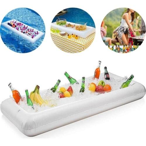 130*50*13cm PVC Inflatable Ice Bar Serving Bar Buffet Drink Cooler Ice Bucket With Drain Plug For Party Picnic Camping