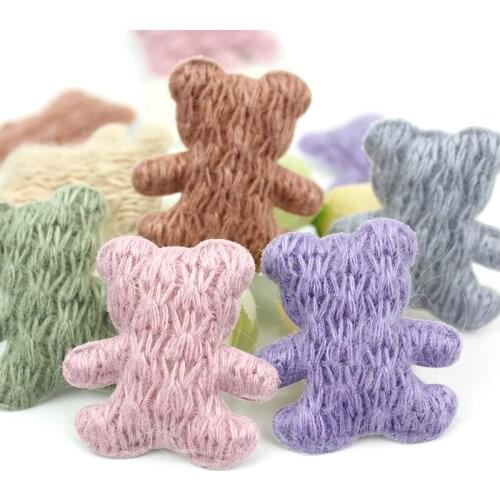 21Pcs 4cm Cute Knitted Bear Padded Appliques For Baby Hair Clip Crafts Decoration Headwear Accessories Clothing Sewing Patches