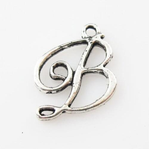 25 New Letter B Connectors Tibetan Silver Tone Charms Pendants 18mm
