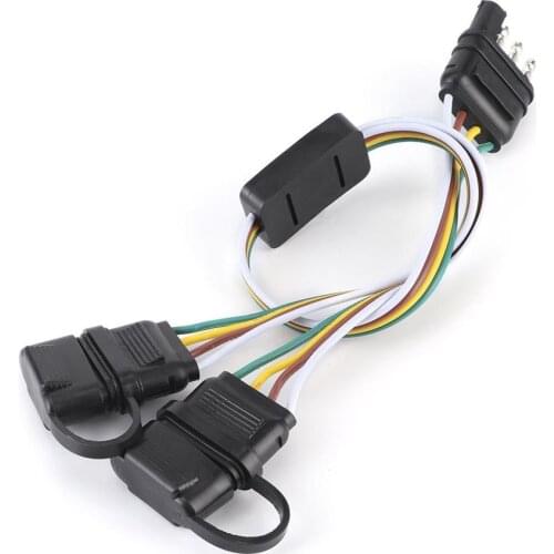 4-Pin Trailer Plug Two Split Adapter Socket US Type Wire Connector Accessory for RV Trailers