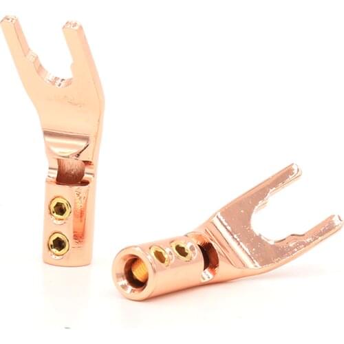 4pcs Speaker Banana Spade Plug Jack Y Fork Pure Red Copper Adapter For Wires Cable New Arrival Wholesale