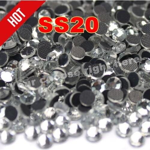 Promotion! SS20 1440pcs/Bag Clear Crystal DMC HotFix FlatBack glass Rhinestones strass,trim heat transfer Hot Fix crystal stones