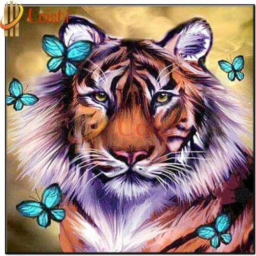 Full Square round drill Tiger, butterfly, animal art Diamond painting Diamond embroidery Cross stitch resin office wall decor