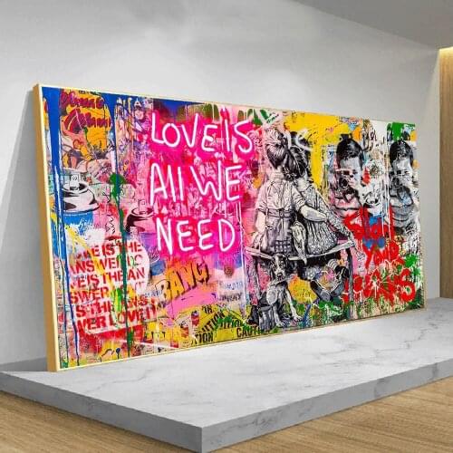 Banksy Art Love is All We Need Canvas Paintings On the Wall Art Posters And Prints Graffiti Street Art Pictures Home Decoration
