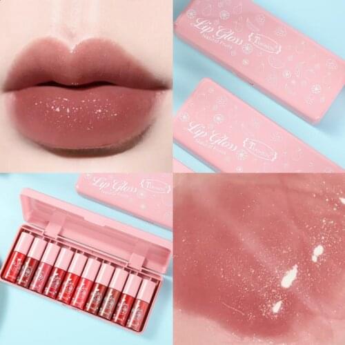 10Colors Mini Shiny Lip Gloss Crystal Jelly Color Moisturizing Long Lasting Pigment Sexy Lady Lip Tint Liquid Lipstick TSLM1