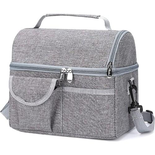 Large Picnic Cooler Bag Insulated Lunch Bag For Women Men Kids Picnic Bag, Adjustable Shoulder Strap, Double Layer