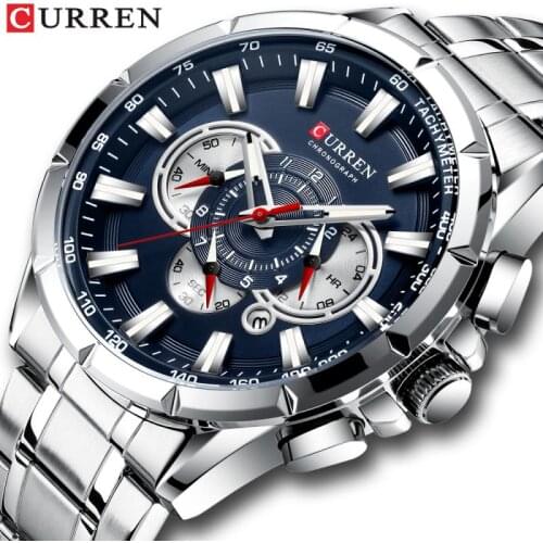 Top Brand Luxury Mens Quartz Sports Watches Military Curren Wrist Watches Casual Full Steel Men Watch Waterproof Reloj Relojes
