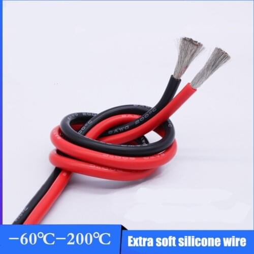 DALCAN 10AWG 12AWG 14AWG 16AWG 18AWG Black and Red Silicone Wire Ultra Flexiable Test Line Cable tinned copper lamp soft Wires