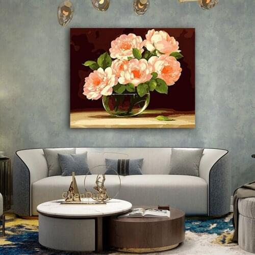 DIY colorings pictures by numbers with flowers and plants painting picture drawing painting by numbers framed Home