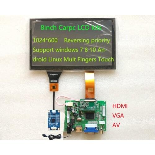 HSD080IFW1-A00 8inch 1024*600 Resolution, 600 Brightness, Carpc DIY Navigation LCD With Driver Board Touch scre Android windows