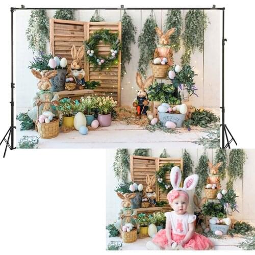 Happy Easter Day Photography Backdrop Baby Kids Spring Portrait Background Flowers Osterei Photo Studio Photoshoot Wallpaper