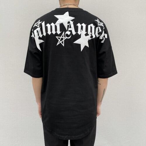 Palm Angels five-pointed star print back letters men and women drop shoulders PA short-sleeved loose T-shirt