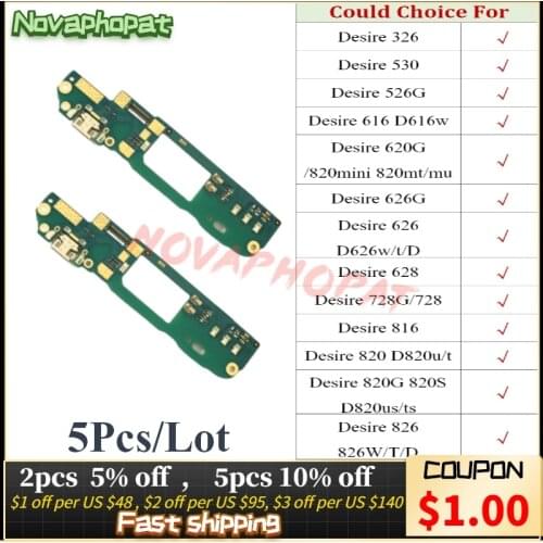 Charging Flex for HTC Desire 626 626G 616 526G 620 620G 326 530 820 Mini Charger USB Dock Port Flex Cable Board 5pcs/lot