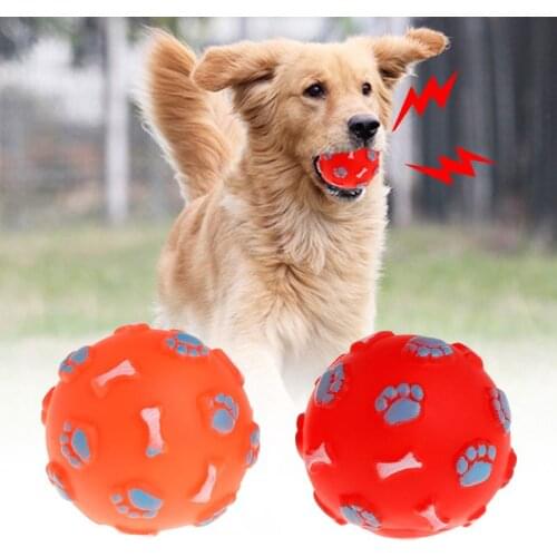 Rubber Ball Bone Footprint Cute Play Funny Balls Fetch Interactive Cat Kitten Dog Puppy Supplies Molar Chew Bite Non Toxic Toys