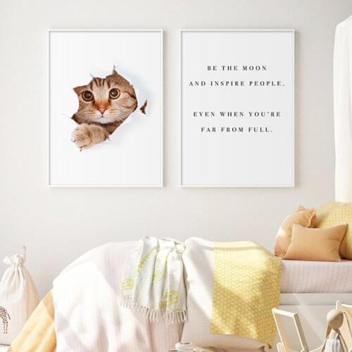 Quote Canvas Painting Prints Nordic Style Lovely Cats Posters Wall Art Animals Modular Pictures For Living Room Home Decor