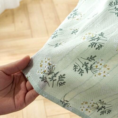Korean Pastoral Green Flower Embroidery Rectangular Round Table Cloth Home Multi-function Cover
