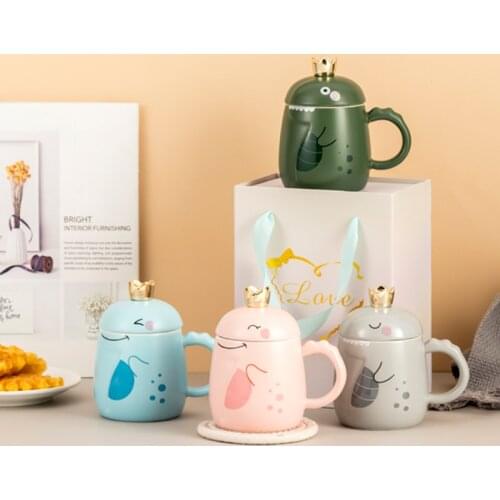 Ceramic Cup with Lid Spoon Cute Large Capacity Coffee Mug Personality Creative Trend Couple Cup Male and Female Student Gift Cup