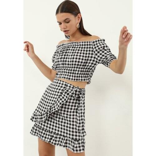 Plaid Ruffle Hem Summer Women Mini Skirts Women Clothing Fashion Cute Kawaii Skirts Womens Streetwear Slim Bottoms Sexy