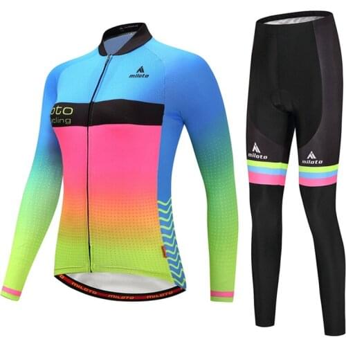 Miloto 2021 Cycling Jersey Sets Women Long Sleeve Autumn Bicycle Clothing Breathable Bike Clothes Anti-UV Cycling Clothing Ropa
