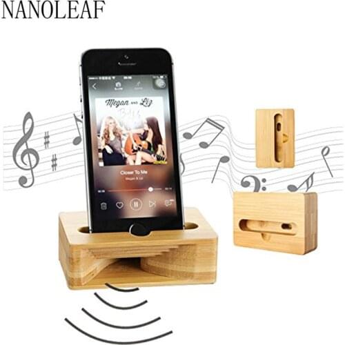 Mobile Phone Charging Stand Box Support Loudspeaker for iPhone Samsung Sony Wooden Holder Sound Amplifier Bamboo Bracket