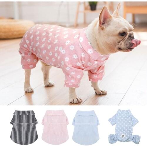 Soft Puppy Dog Pajamas Cat Sleeping Clothes Striped Pet Clothing Indoor Small Medium Dogs Cats Pajamas Bathrob Pink Perro