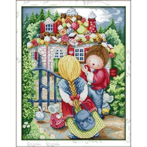 Sweet house cross stitch kit cartoon 14ct 11ct count print canvas stitching embroidery DIY handmade needlework