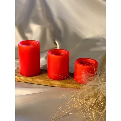 Mysterious Home 3 Pcs Set Red Cupping Slindir Candle Diameter: 6,5