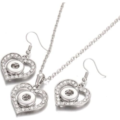 New 12mm Snap Jewelry Sets 12mm Snap Button Necklace & 12mm Snap Button Earrings for Women Interchangeable Buttons Jewelry