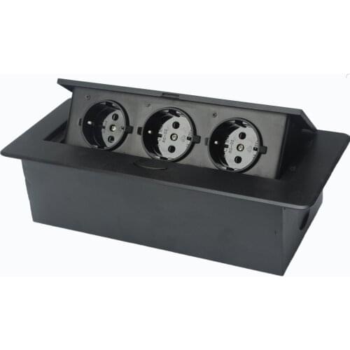 Desktop Socket Table Outlet 2 3 DE EU FR Socket With USB Charging Slow Pop Up Black Silver Aluminum Alloy Cover For Meeting Room