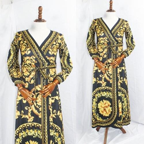 New African Design Bazin Waist Dress Long SLeeve Dress For Lady