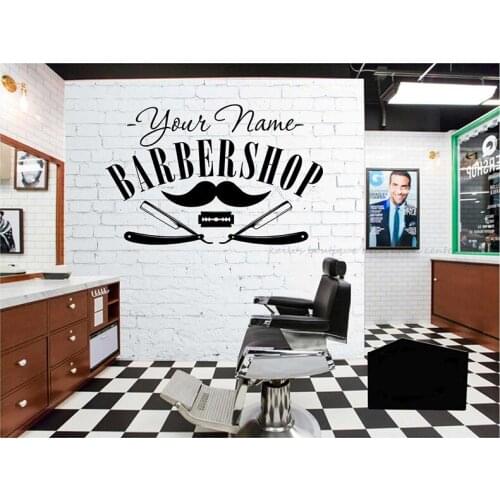 Barber Shop Storefront Decoration Wallpaper Customizable Barber Shop Beard Scraper Name Vinyl Sticker Window Wall Sticker