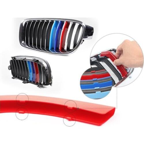 Grille Grill Trim Stripe for BMW X1 F48 X3 F25 X4 F26 X5 E70 F15 X6 E71 3 5 Series E90 F30 GT Upgrade Grill M Style